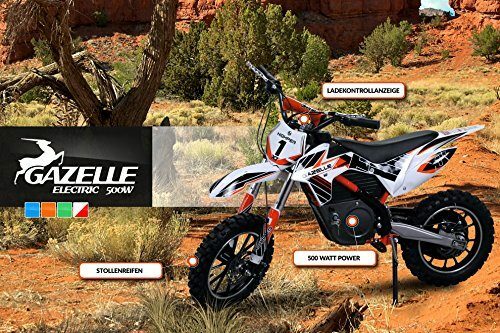 NEU Kinder Mini Crossbike Gazelle ELEKTRO 500 WATT inklusive verstärkter Gabel Dirt Bike Dirtbike Pocket Cross orange