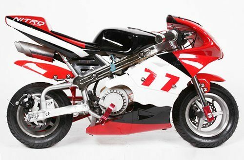 Pocketbike PS77 49cc, Kinderbike, Rennbike, Dirtbike, Mnibike, Schwarz-Rot-Weiß