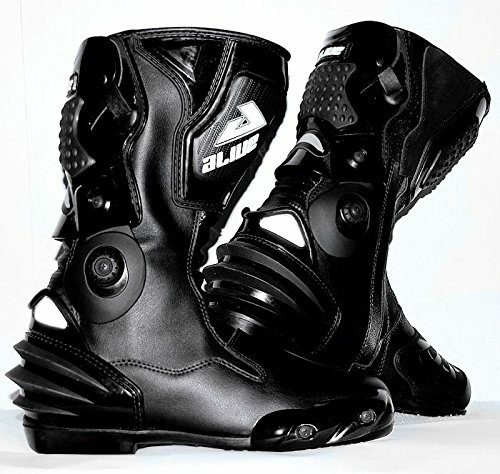 Protectwear TS-006-47 Motorradstiefel Racing Aliue, Wasserdicht aus Leder mit aufgesetzten Hartschalenprotektoren